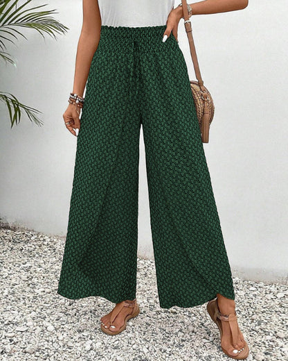 Luźne Letnie Spodnie Boho z Wysokim Stanem | Palma