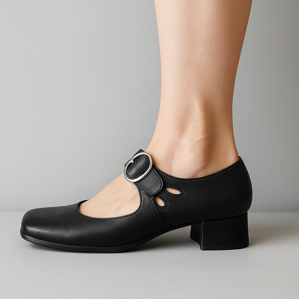 Obcasy Mary Jane | Okrągłe Klamry Buty Komfortowe | Elara