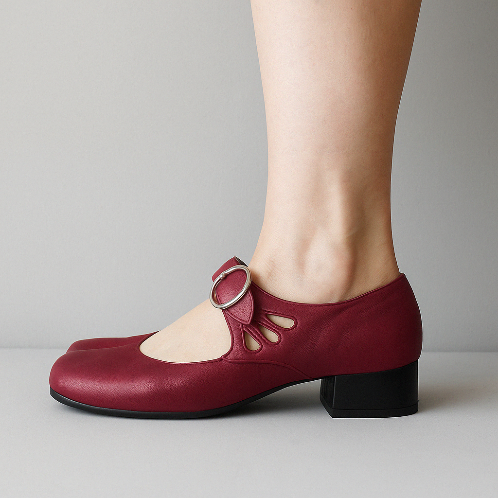 Obcasy Mary Jane | Okrągłe Klamry Buty Komfortowe | Elara