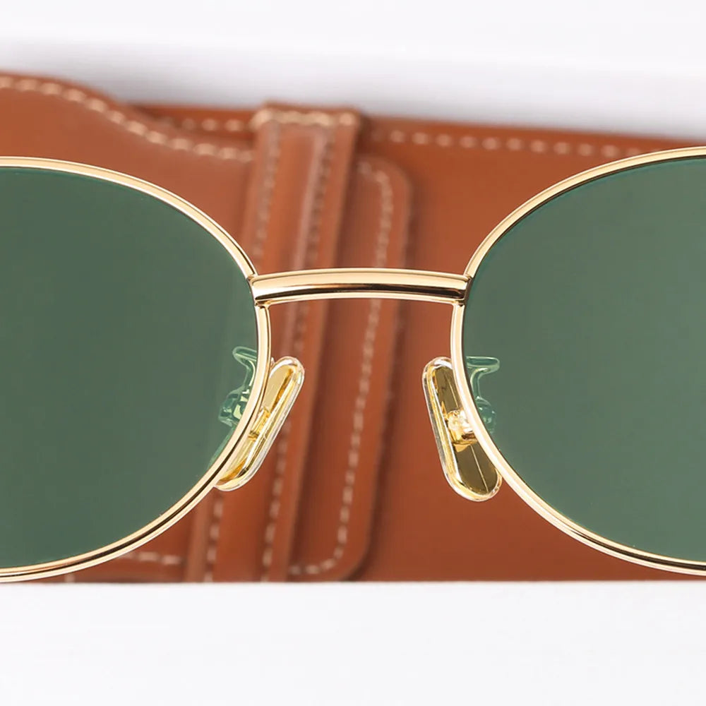 Okulary przeciwsłoneczne | Akcesoria lato damskie metal vintage owal | Brinley