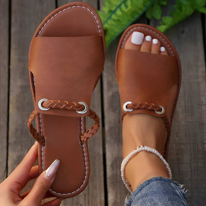 Pantoletten Flechtoptik | Sommerschuhe Damen Freizeitmode | Alyza