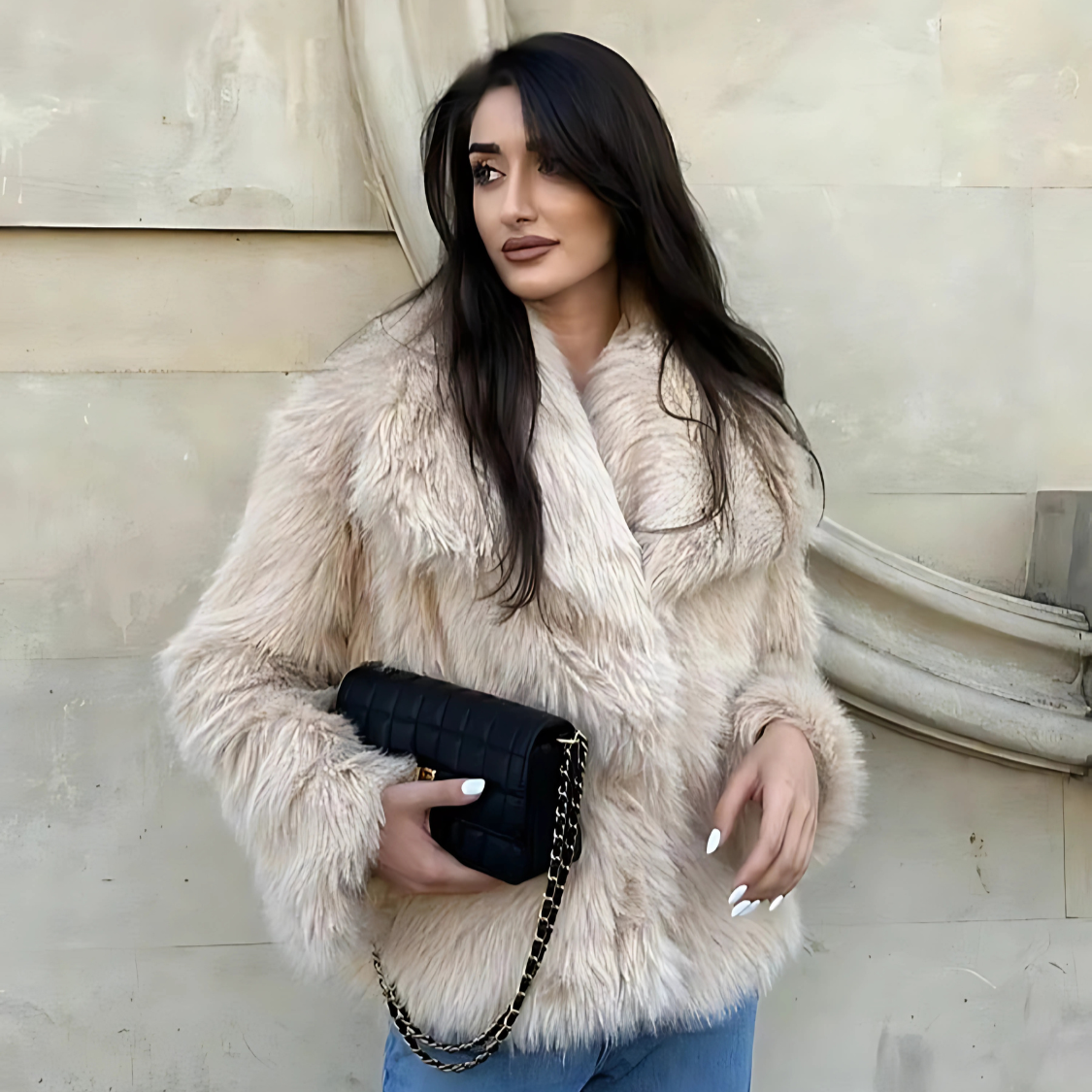 Płaszcz futrzany Odzież damska zima krótki fason oversize | Martyna
