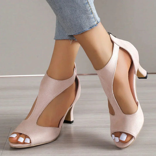 Sandały na słupku wycięcia | Obuwie przejściowe damskie eleganckie | Izabela