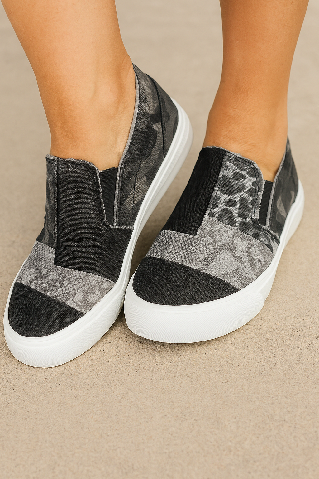 Slip-On Sneakers | Patchwork Animal Print | Zaria