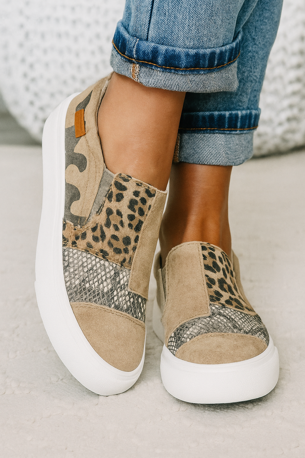 Slip-On Sneakers | Patchwork Animal Print | Zaria