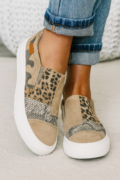 Slip-On Sneakers | Patchwork Animal Print | Zaria