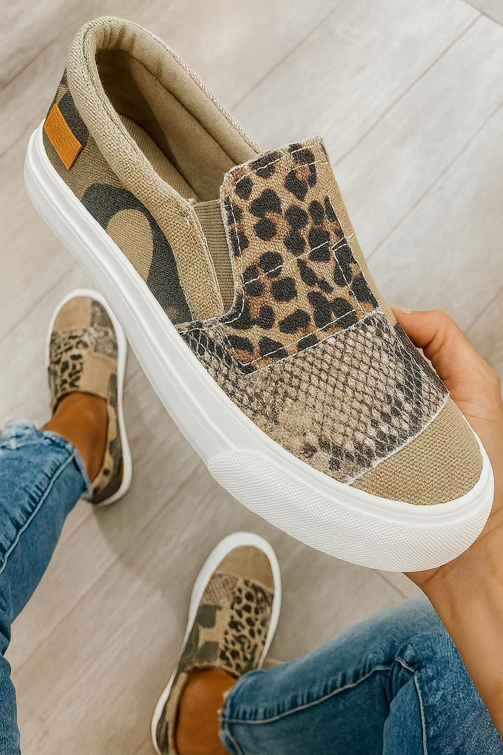 Slip-On Sneakers | Patchwork Animal Print | Zaria
