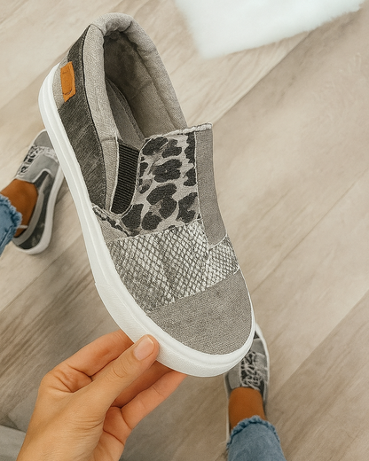 Slip-On Sneakers | Patchwork Animal Print | Zaria