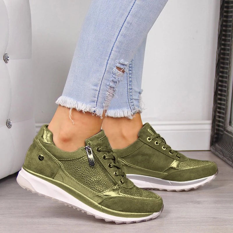 Sneaker kobiet - komfort ortopedyczny z praktycznym zamkiem błyskawicznym