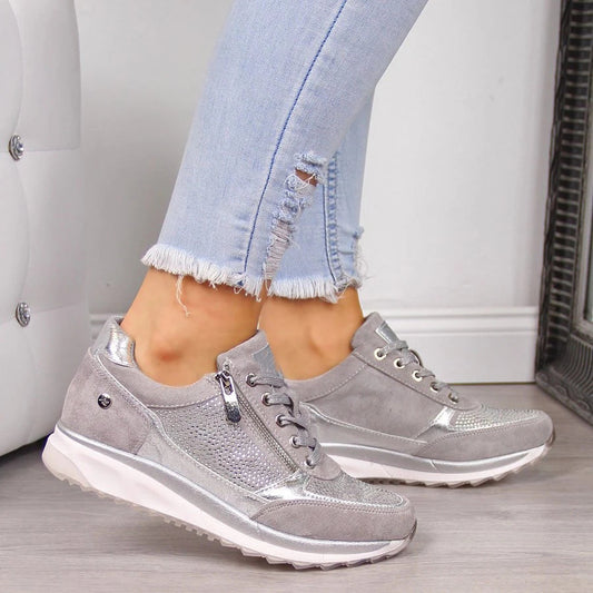 Sneaker kobiet - komfort ortopedyczny z praktycznym zamkiem błyskawicznym