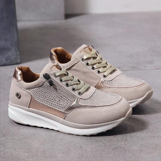 Sneaker kobiet - komfort ortopedyczny z praktycznym zamkiem błyskawicznym
