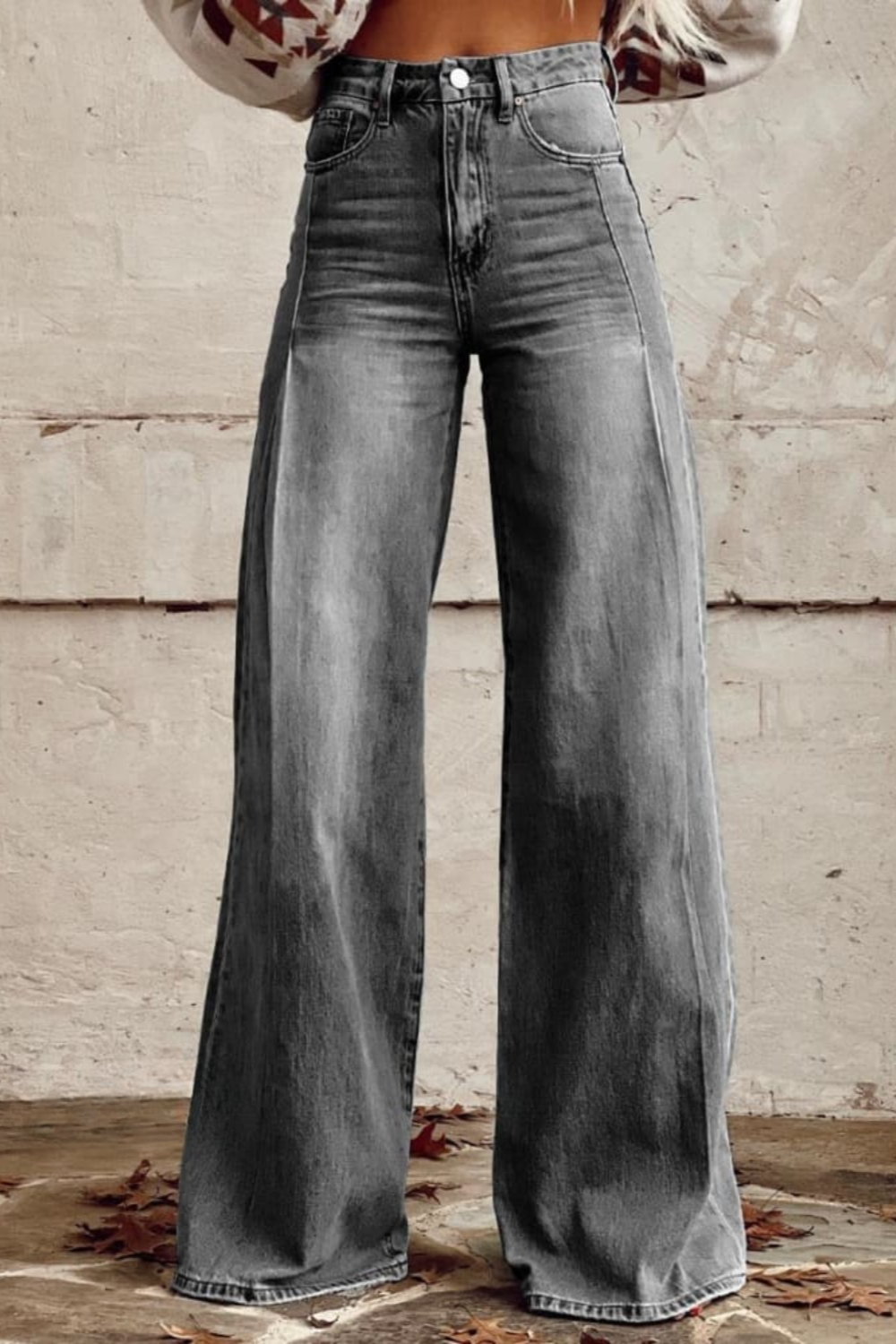 Spodnie jeansowe szerokie retro | Odzież letnia damska fason wysoki stan | Indigo