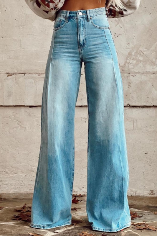 Spodnie jeansowe szerokie retro | Odzież letnia damska fason wysoki stan | Indigo
