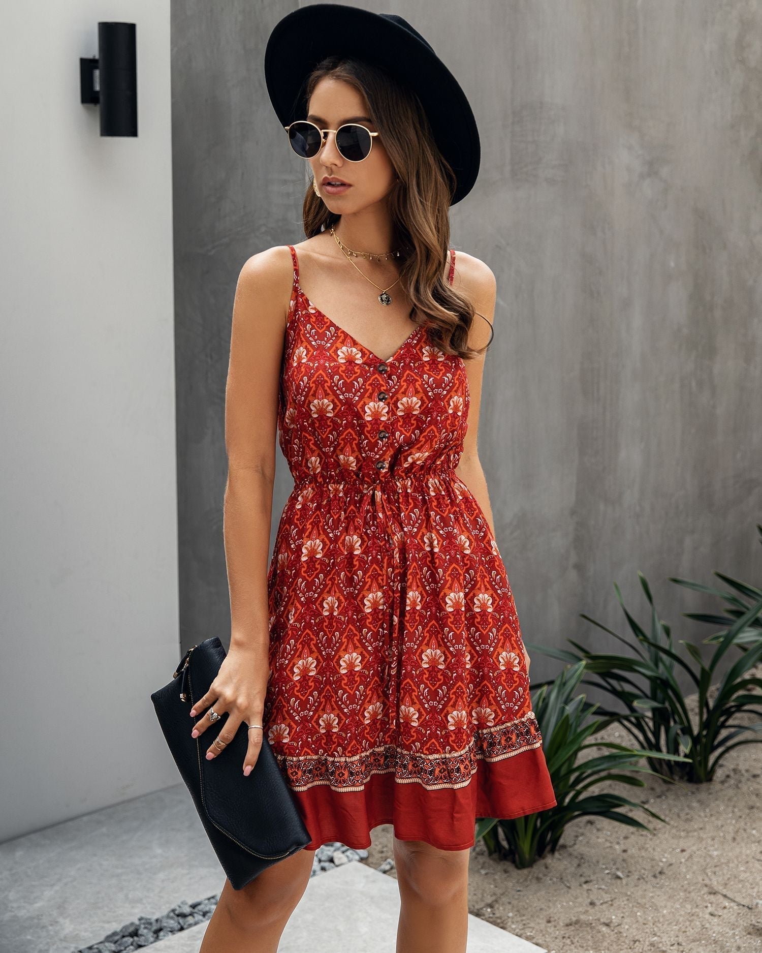Sukienka boho mini ramiączka | Odzież letnia damska festiwalowa | Kinga