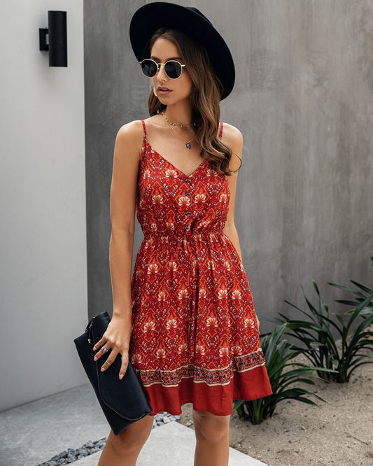 Sukienka boho mini ramiączka | Odzież letnia damska festiwalowa | Kinga