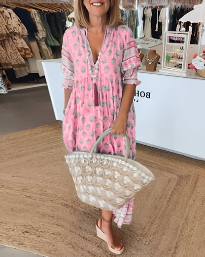 Sukienka boho z printem | Swobodna elegancja na lato | Barbara