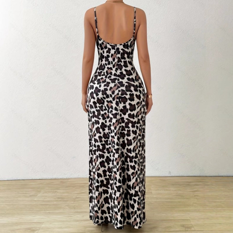 Sukienka Leopard Maxi na Ramiączkach | Leya
