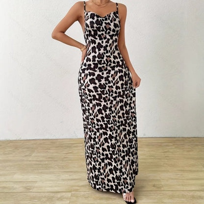Sukienka Leopard Maxi na Ramiączkach | Leya
