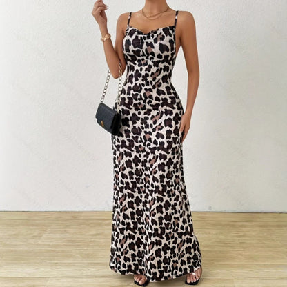 Sukienka Leopard Maxi na Ramiączkach | Leya