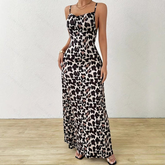 Sukienka Leopard Maxi na Ramiączkach | Leya