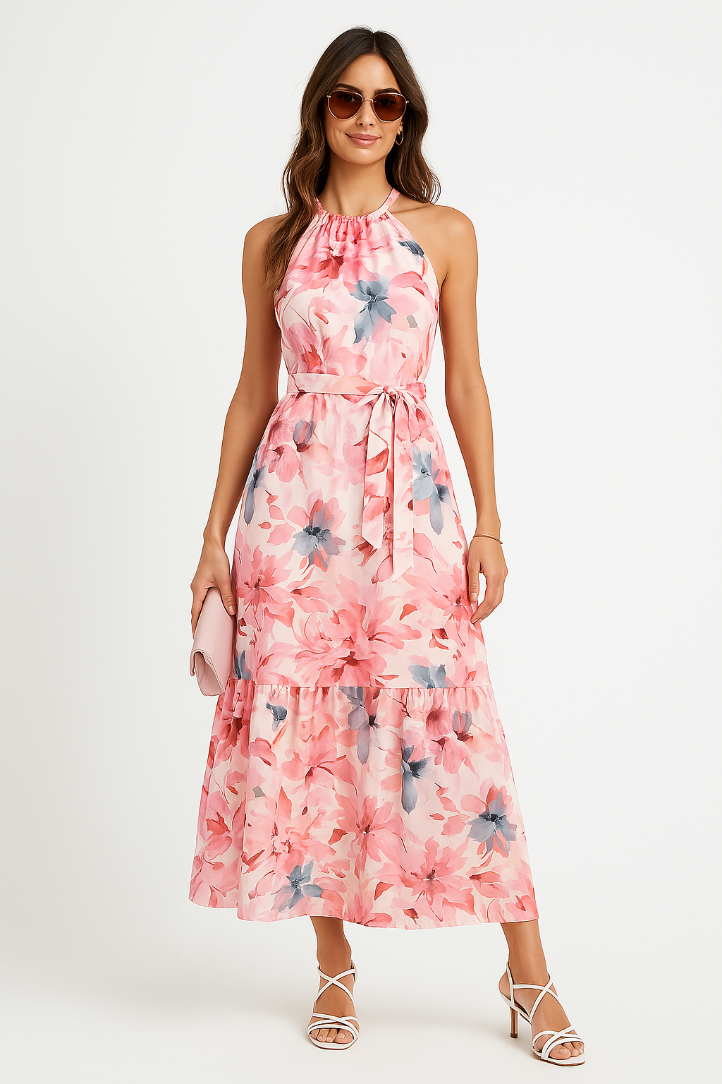 Sukienka Letnia Halter z Kwiatowym Printem | Dalia