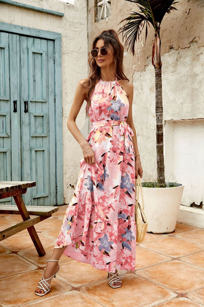 Sukienka Letnia Halter z Kwiatowym Printem | Dalia