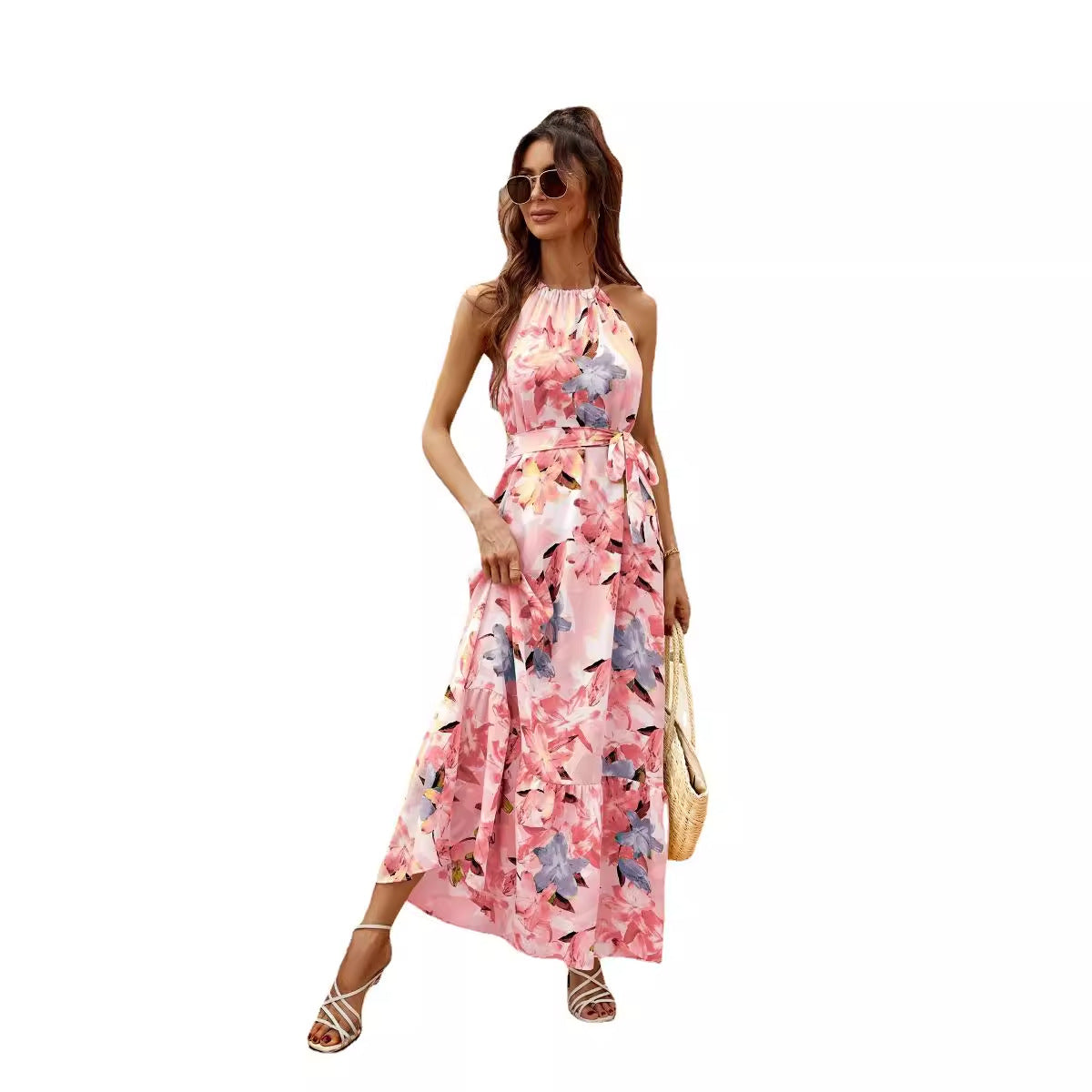 Sukienka Letnia Halter z Kwiatowym Printem | Dalia