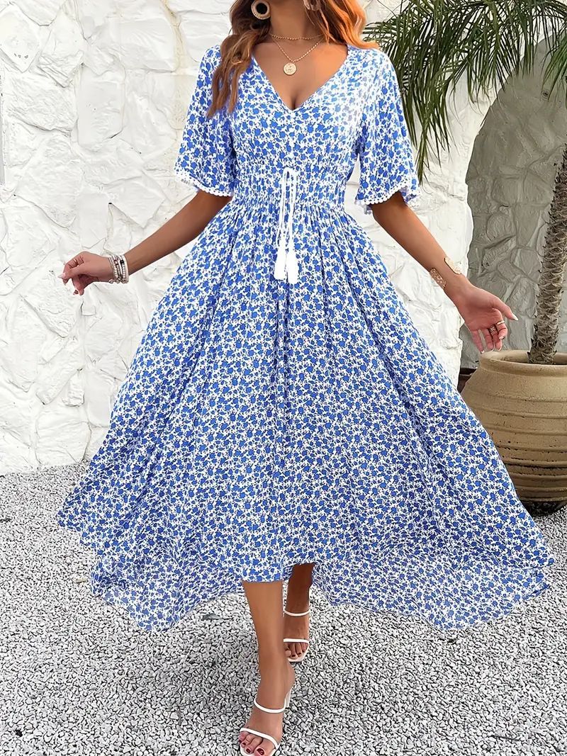 Sukienka Maxi w Kwiaty z Troczkiem w Talii | Livia