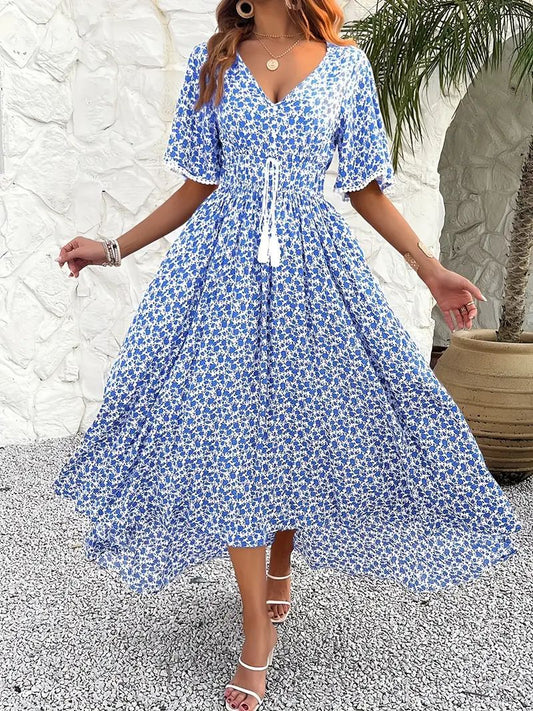 Sukienka Maxi w Kwiaty z Troczkiem w Talii | Livia