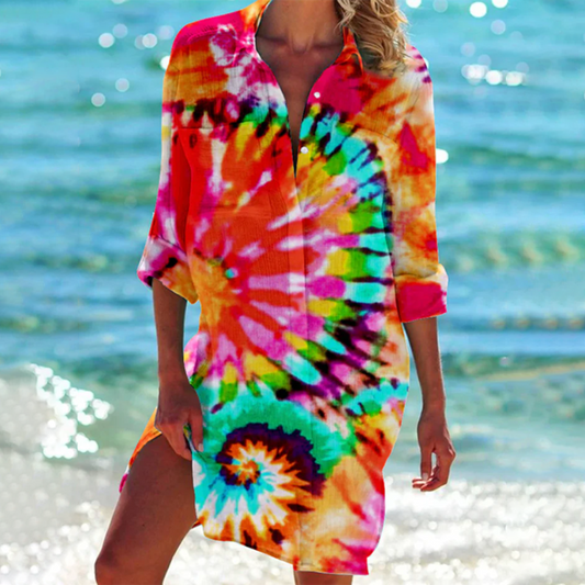 Sukienka plażowa tie-dye | Odzież letnia damska wakacyjna | Jagoda