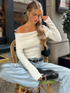 Sweter damski z odkrytymi ramionami | Bluzka jesień kobiety | Natalia