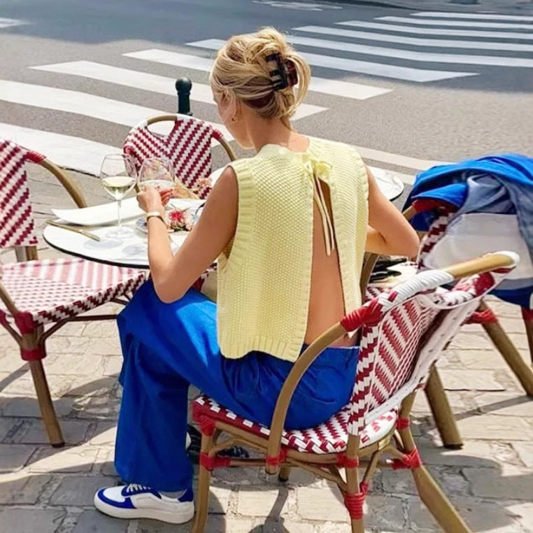 Top dzianinowy bez rękawów | Bluzka lato kobiety | Klaudia