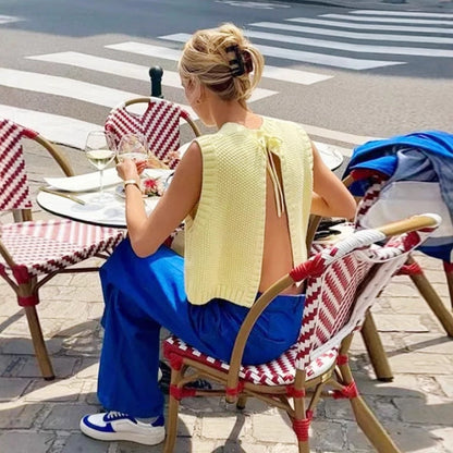 Top dzianinowy bez rękawów | Bluzka lato kobiety | Klaudia