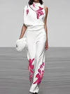 Tweedelige set dames zomer elegant | Broek en top met bloemenprint | Ines