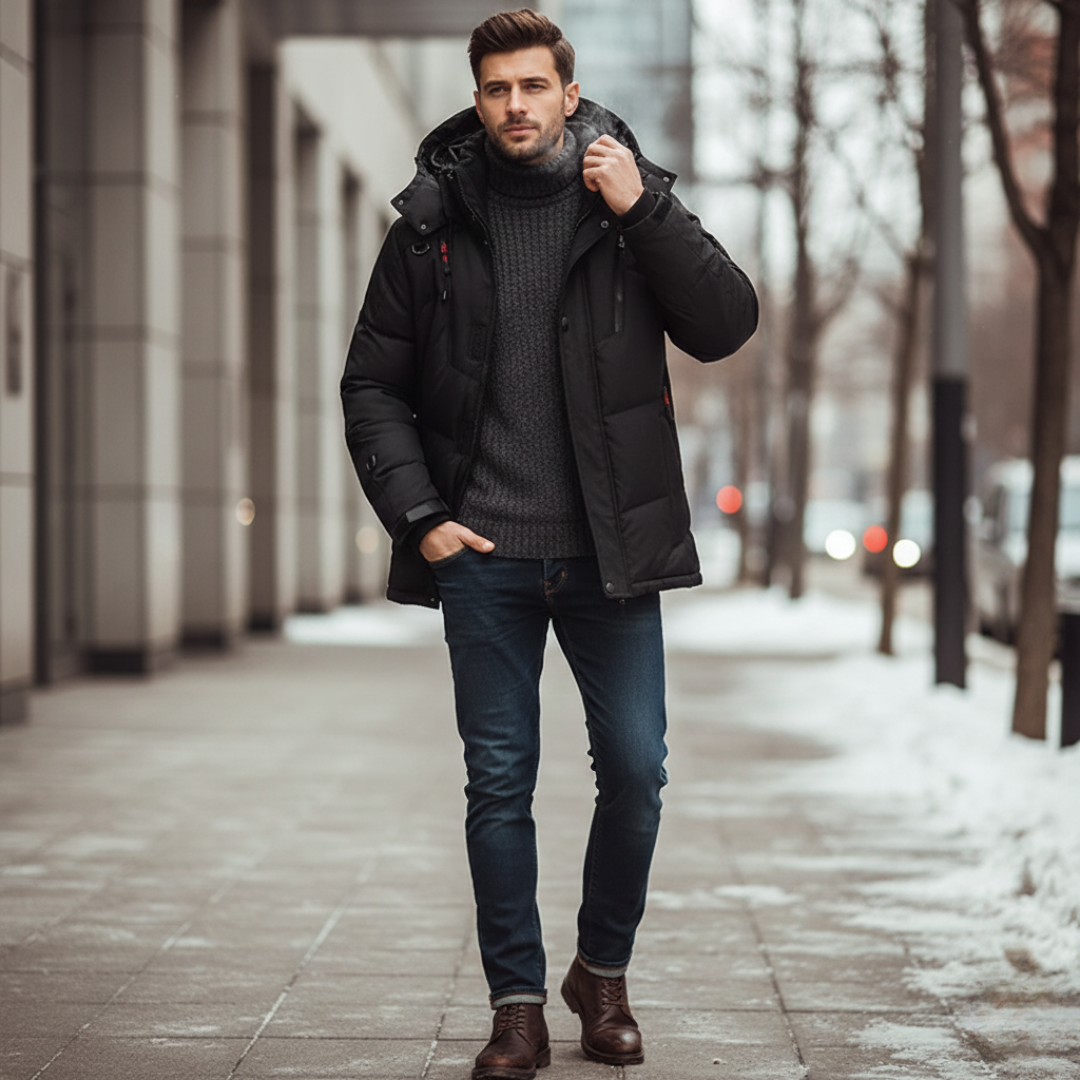 Kurtka zimowa Odzież męska zima pikowany fason kaptur | Damian