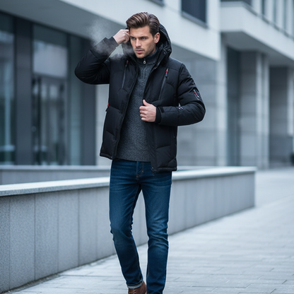 Kurtka zimowa Odzież męska zima pikowany fason kaptur | Damian