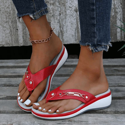 Zehentrenner Keilabsatz | Sommerschuhe Damen Freizeitmode | Nora